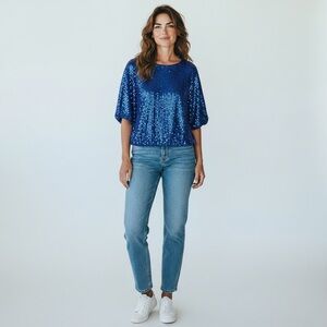 NWT Available Sequin Butterfly Crop Top